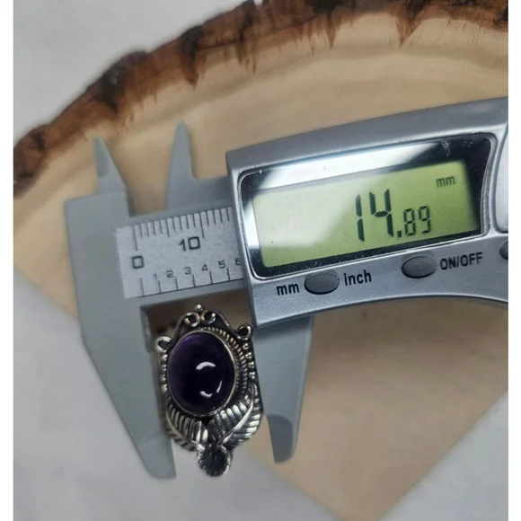 Natural Dark Brazilian Amethyst Sterling Silver Ring 6.5 Cts Artisan Statement - Picture 13 of 15